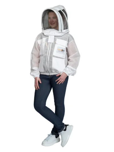 3 Layer Beekeeping Jacket White with Fencing veil