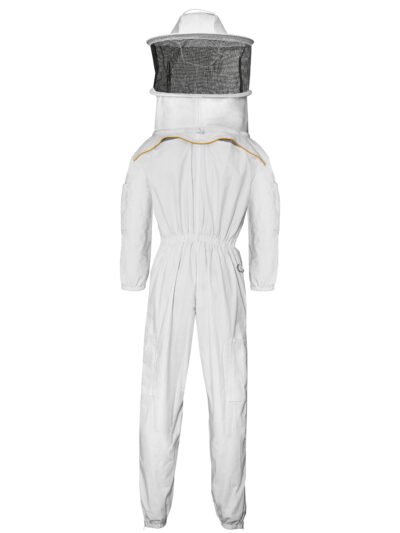 white cotton suit round veil yellow piping
