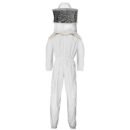 white cotton suit round veil yellow piping