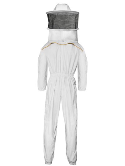 white cotton suit round veil yellow piping
