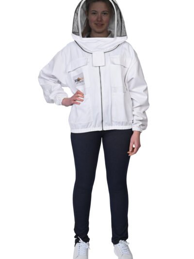 white cotton jacket YKK Brass zip