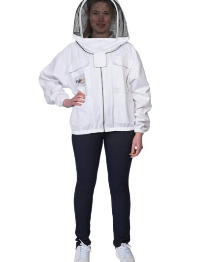 white cotton jacket YKK Brass zip