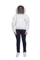 white cotton jacket plastic zip