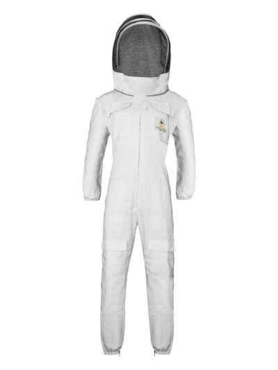 White cotton suit metal zip